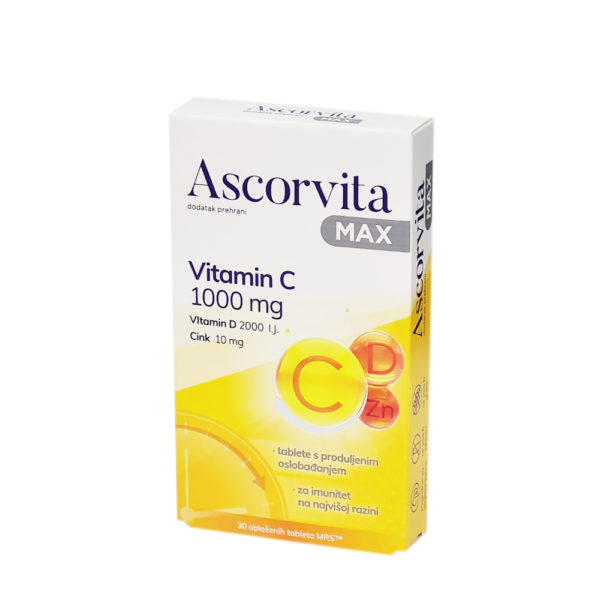 Ascorvita MAX Vitamin C 1000 mg + Vitamin D 2000 I.J. + Cink 10 mg ...