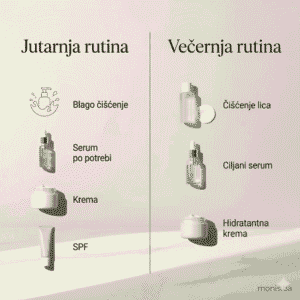 Infografika o razlici između jutarnje i večernje rutine. 