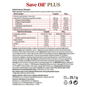 Save Oil Plus za normalni lipidni status 30 kapsula sastav