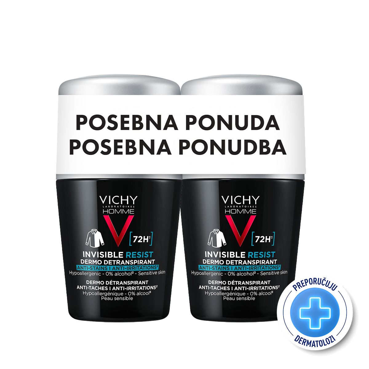 Vichy Homme Invisible Resist 72-satni Dermo Detranspirant 1+1 POSEBNA PONUDA